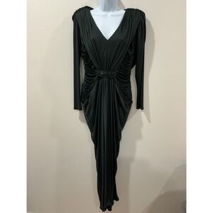 Vintage 70's Claralura Original Formal Black Ruched Drape Dress M Formal Event